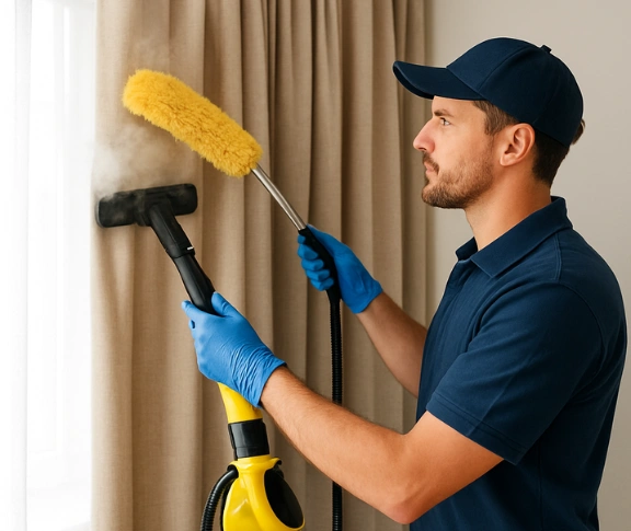 Trusted curtain steam cleaning technician Matty Curtain Cleaning redan-vic QLD